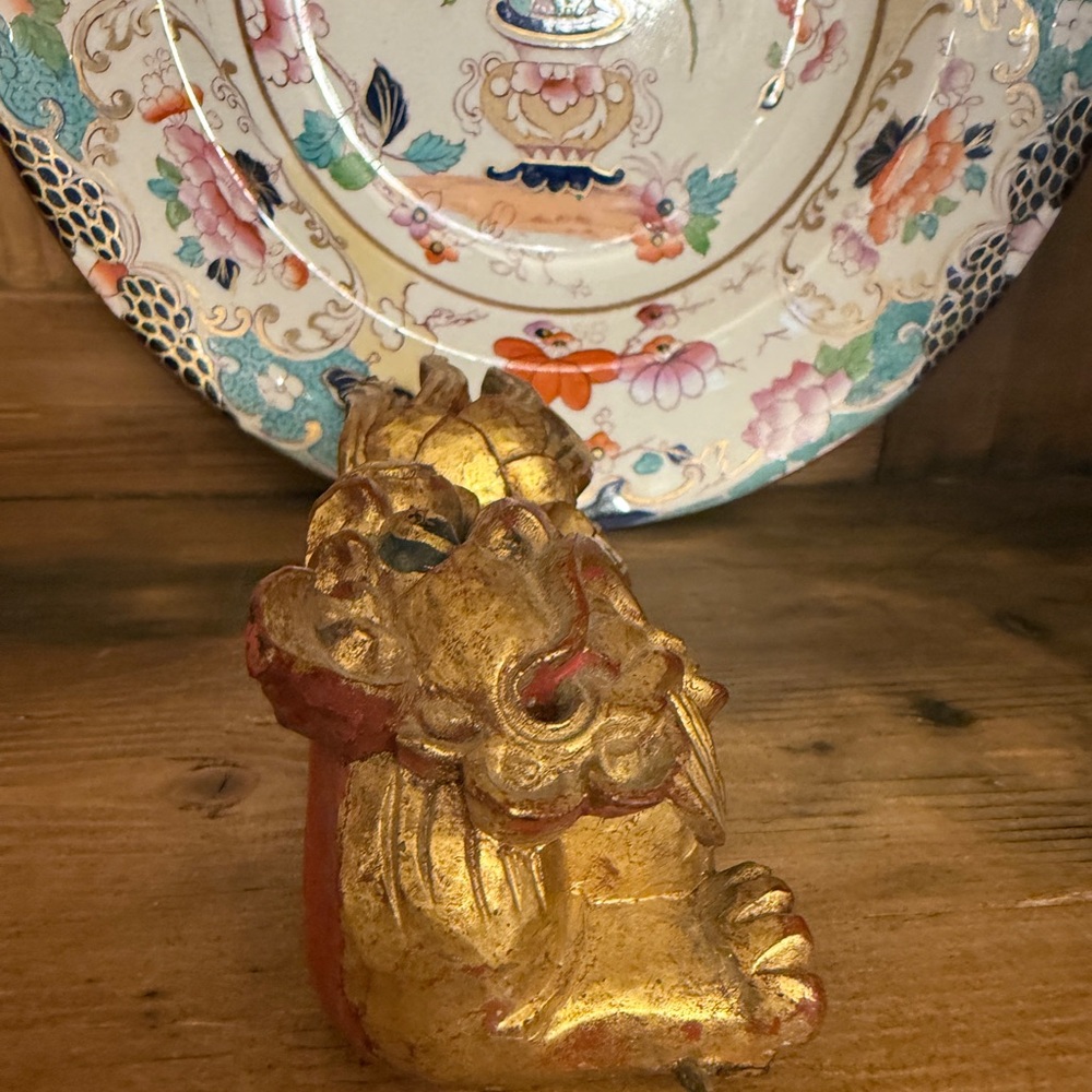 Antique Chinese Gilt Wood Foo Dog Temple Fragment - Picture 6 of 10